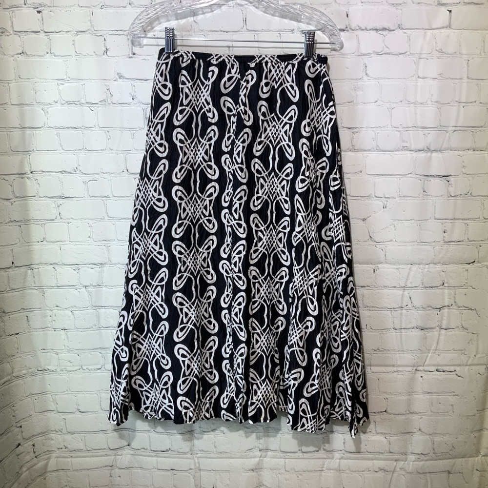 Chico's Black & White Graphic A-Line Skirt